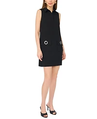 Msk Women's Sleeveless Grommet Pocket Shift Dress