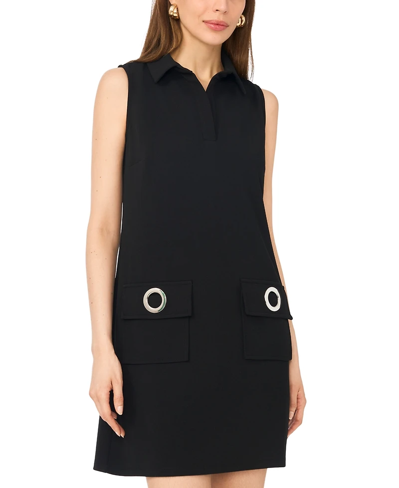 Msk Women's Sleeveless Grommet Pocket Shift Dress