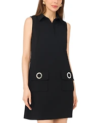 Msk Women's Sleeveless Grommet Pocket Shift Dress