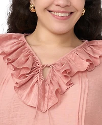 Vince Camuto Plus Ruffle V-Neck Top