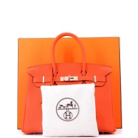 Pre-Owned HERMES Birkin 30 Handbag Orange Togo with Palladium Hardware