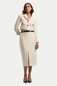 Karen Millen Women's Double Button Tweed Cropped Jacket