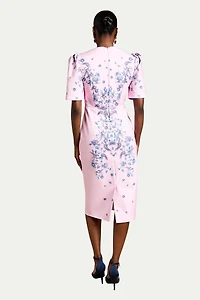 Coast Women's Puff Sleeve Floral Cotton Pencil Dress