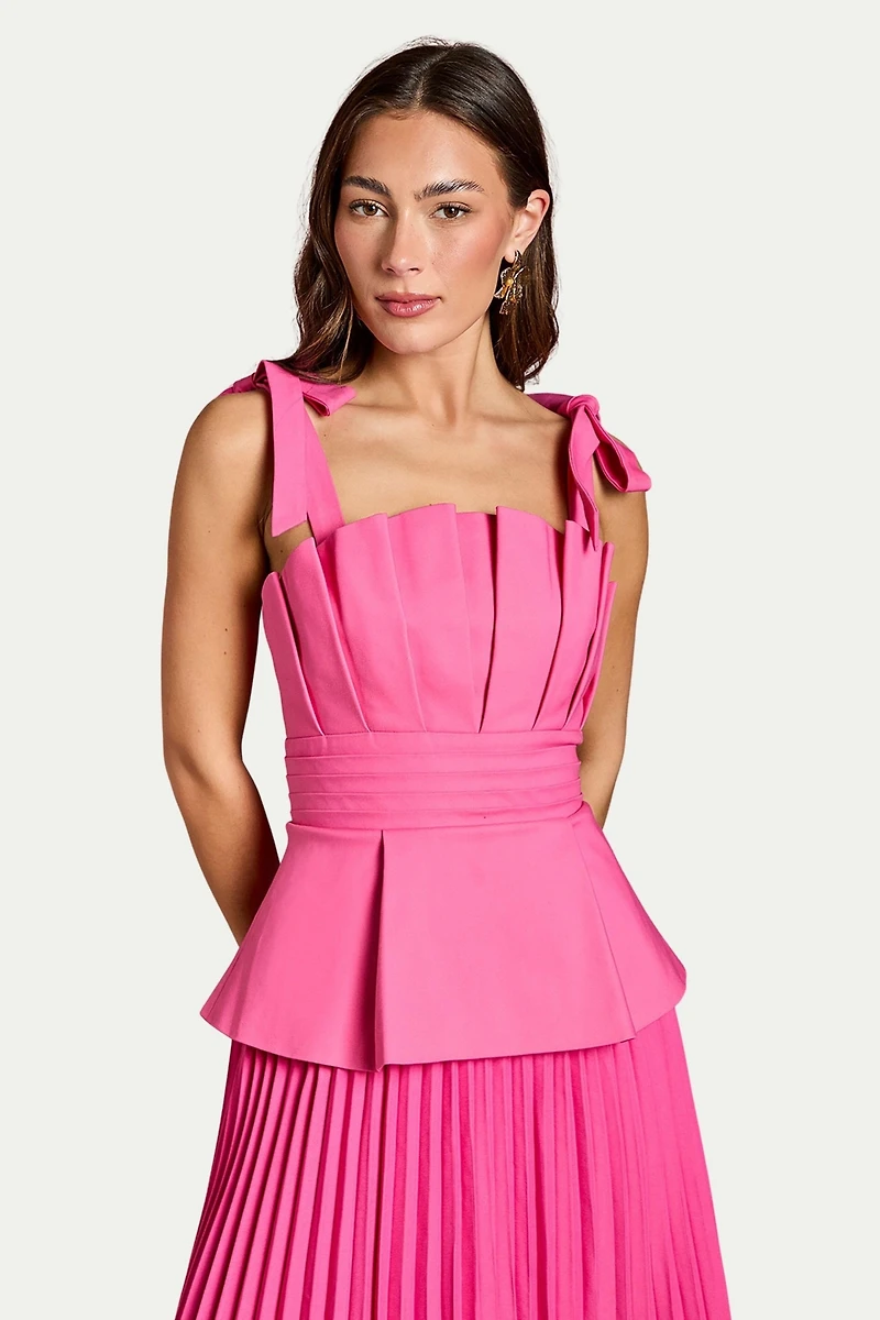 Coast Women's Bow Shoulder Peplum Midi Dress