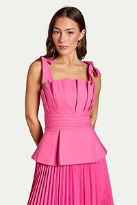 Coast Women's Bow Shoulder Peplum Midi Dress
