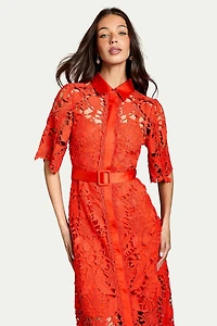 Coast Women's Lace Short Sleeve Shirt Dress