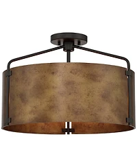 Possini Euro Design Possini Euro Julian Wide Rustic Bronze Drum 3-Light Ceiling Light