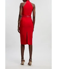 Karen Millen Women's Bandage High Neck Buckle Trim Midi Dress