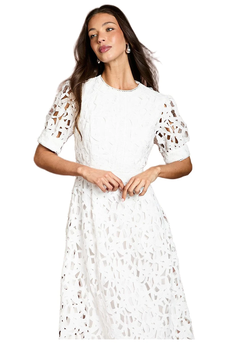 Coast Women's Short Sleeve Lace Midi Dress