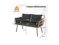 Slickblue Patio Rattan 2-Seater Chair with Back Cushions & Metal Frame