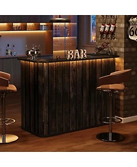 Tribesigns 63-Inch Home Bar Unit, Farmhouse Liquor Bar Table with Storage Shelves, 2-Tier Wine Bar Cabinet Mini Bar Table