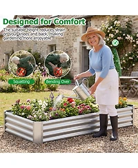 Gymax 2 Pieces Galvanized Raised Garden Bed Rectangular Galvanized Metal Planter Box