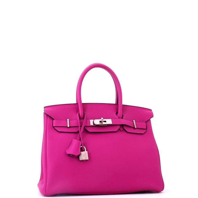 Pre-Owned HERMES Birkin 30 Handbag Pink Togo with Palladium Hardware