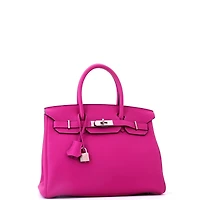 Pre-Owned HERMES Birkin 30 Handbag Pink Togo with Palladium Hardware