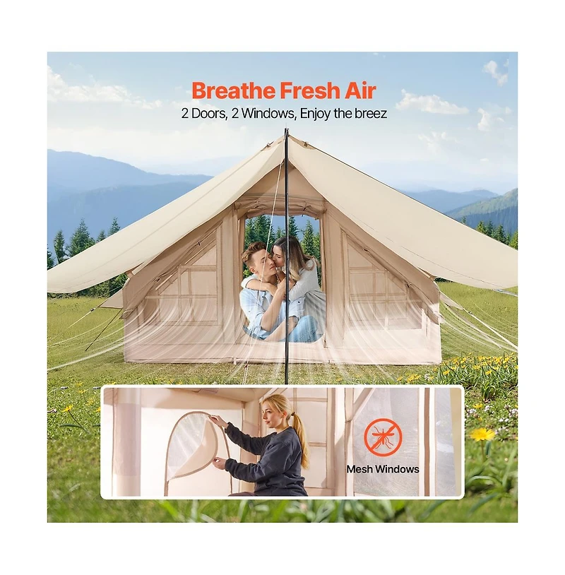 Sugift Inflatable Camping Tent 3 to 5 Person Blow Up with Stove Jack