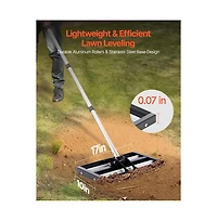 Sugift Lawn Leveling Rake with Roller 17 x 10 inch Adjustable Handle