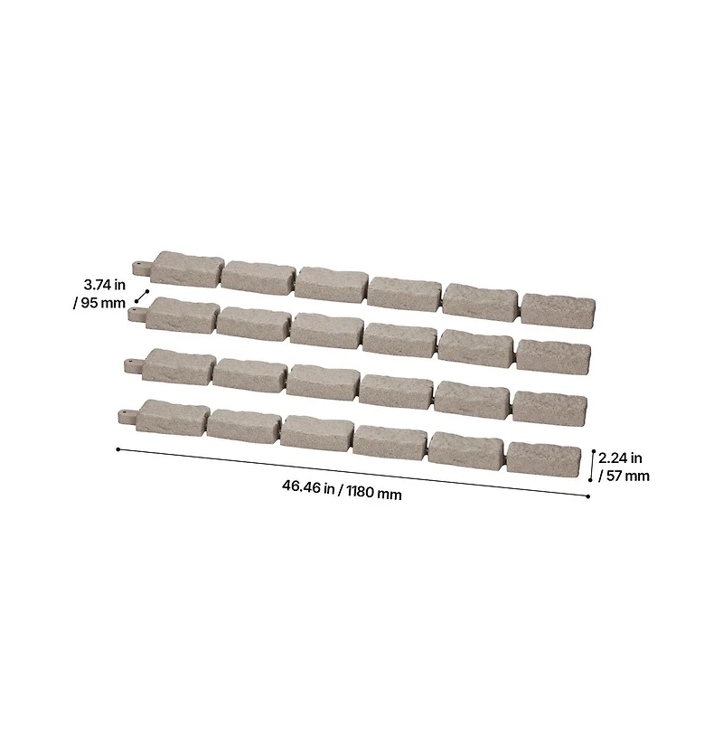 Sugift Faux Stone Landscape Edging 46.4 x 2.2 in Pack Flexible Border