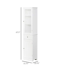 Clihome Slim Tall Storage Cabinet Compact Organizer, 67.5"H Freestanding Cabinet with Open Shelves and Drawer