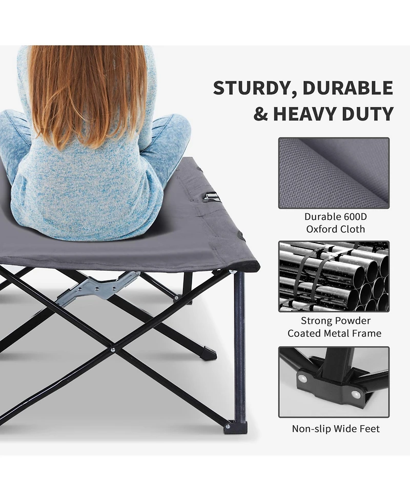 ECHTPeak 2 Person Folding Camping Cot for Adults, 50" Extra Wide Outdoor Portable Sleeping Cot with Carry Bag, Elevated Camping Bed, Beach Hiking