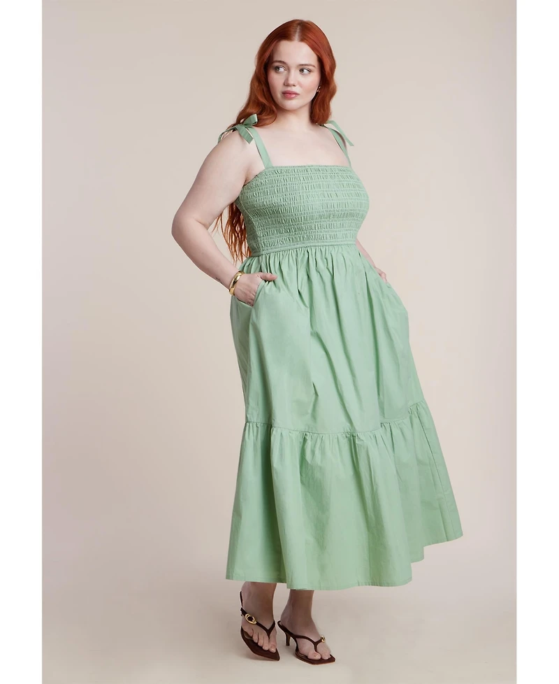 Eloquii Women's Plus Smocked Bodice Maxi Dress