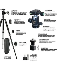 VidPro At-77 VentureMaxx Professional 4-Section Aluminum Travel Tripod with Ball Head