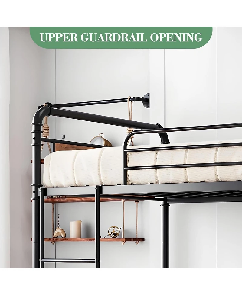 gaomon Bunk Beds with High Guardrail and Ladder, Convertible to 2 Kids/Teens/Adults, Sturdy Heavy Duty Metal Slats