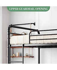gaomon Bunk Beds with High Guardrail and Ladder, Convertible to 2 Kids/Teens/Adults, Sturdy Heavy Duty Metal Slats