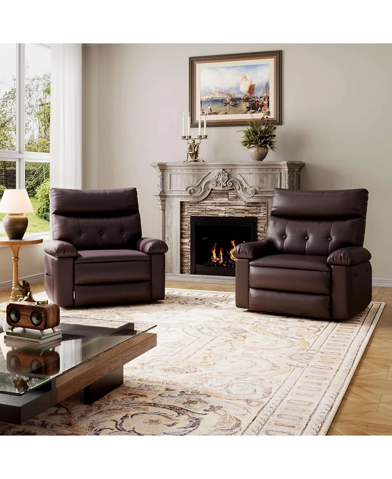 gaomon Oversized Extra Wide Recliner Chair - Faux Pu Leather Large Manual Recliner for Adults