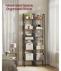 Slickblue Tall Narrow 5 Tier Bookcase Organizer Storage Shelf Unit