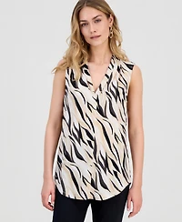 Jm Collection Women's Printed Sleeveless V-Neck Knit Top