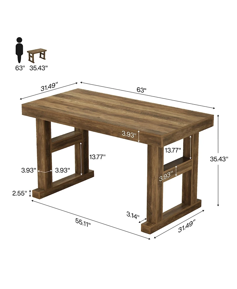 Tribesigns 63" Counter Height Bar Table, Industrial Bar Dining Table for 4-6, Kitchen Island Pub Table for Home Bar, Dining Room