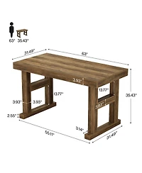 Tribesigns 63" Counter Height Bar Table, Industrial Bar Dining Table for 4-6, Kitchen Island Pub Table for Home Bar, Dining Room