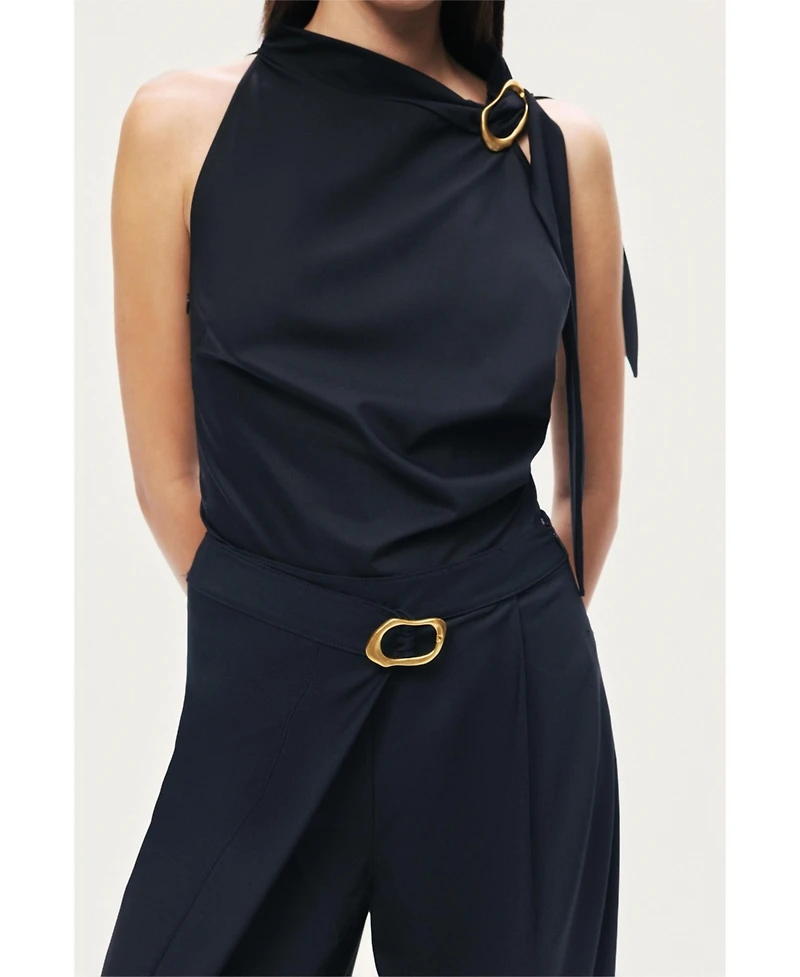 Nocturne Women's Asymmetric Buckle Detail Pants