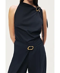 Nocturne Women's Asymmetric Buckle Detail Pants