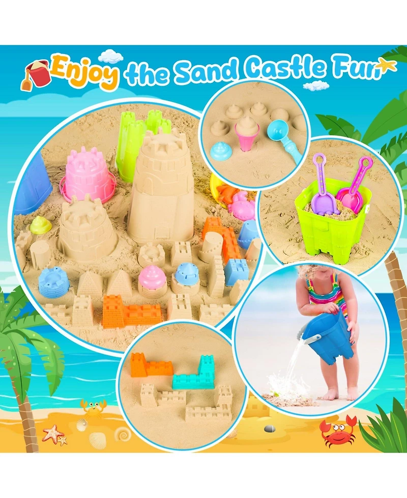 Gnuadz 34-piece Beach Toys Sand Castle Bucket Shovel Mesh Bag Mold Sandbox Kids