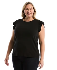 Rafaella Plus Ruffle Cap-Sleeve Top