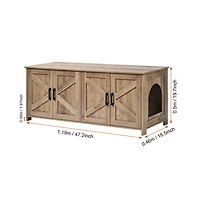 Sugift Cat Litter Box Enclosure for 2 Cats Litter Box Furniture Hidden with Double Rooms Wooden