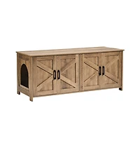 Sugift Cat Litter Box Enclosure for 2 Cats Litter Box Furniture Hidden with Double Rooms Wooden