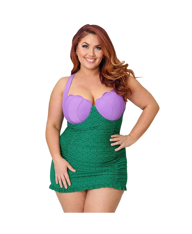 Unique Vintage Plus Halter Swim Dress