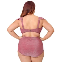 Unique Vintage Plus Ruffled Cap Sleeve Frida Swim Top