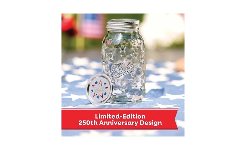 Ball Americana Glass Mason Jars, Regular Mouth, Pint (16 oz), Pack of 8