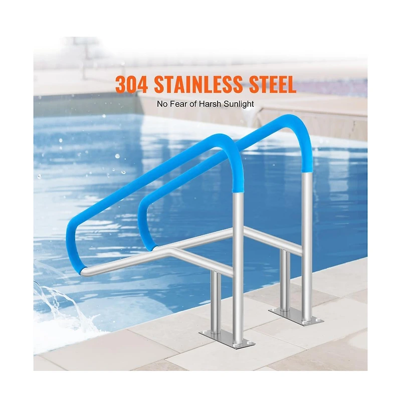 Sugift Pool Handrail 2 Pack 55 x 32 in Stainless Steel Grab Bar for Spas
