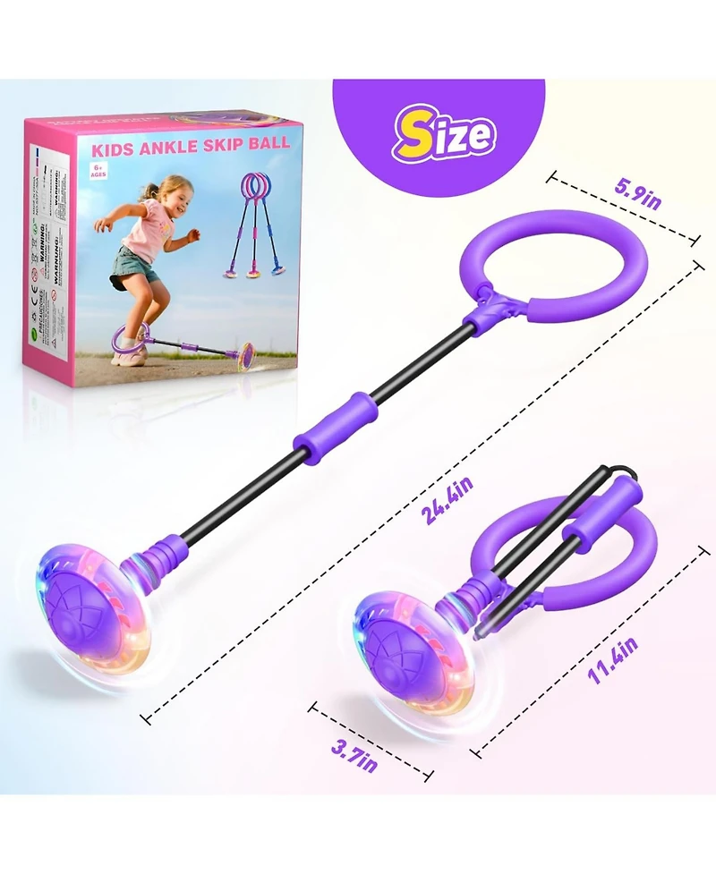 HopeRock Skip Ball Toy for Girls Ages 6-10,Girl Birthday Gifts,3 Fun Modes,Flashing Light-Up Wheel,Led Digital Counter Girl Birthday Gifts