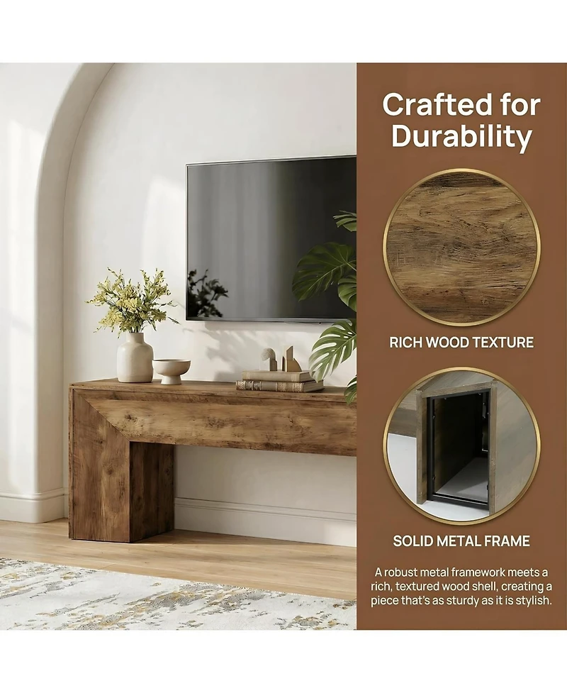 Tribesigns 63" Tv Stand with Hidden Metal Frame, Long Entertainment Center for 55/60/65/75" TVs