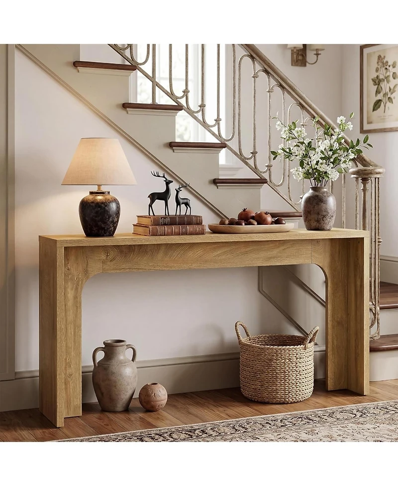 Tribesigns 63" Narrow Console Table, Modern Minimalist Wood Entryway Table, Long Console Behind the Couch
