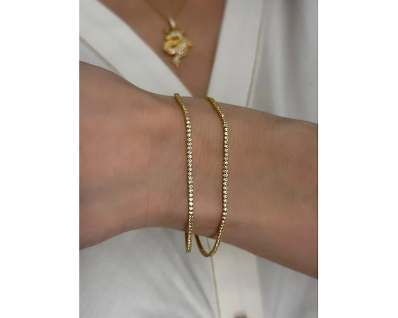 Suzy Levian New York Sterling Silver Double-Strand Pave Cubic Zirconia Tennis Bracelet