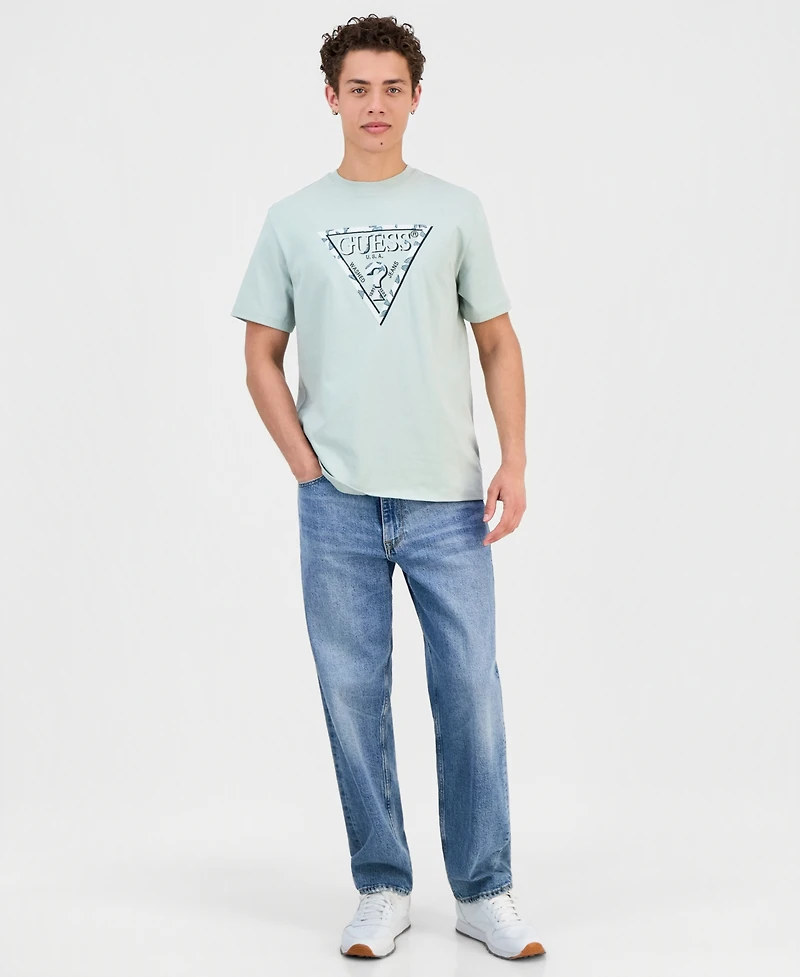 Guess Men's Triangle Leaves Embroidery T-Shirt