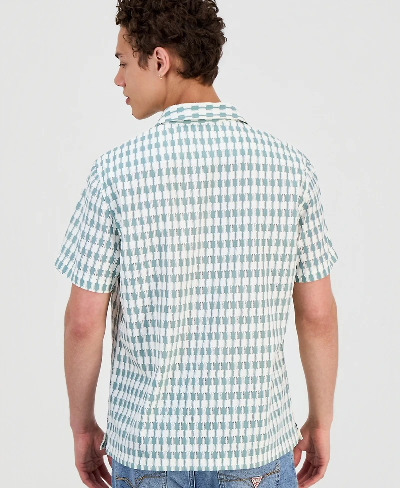 Guess Men's Woodland Jacquard Short-Sleeve Shirt