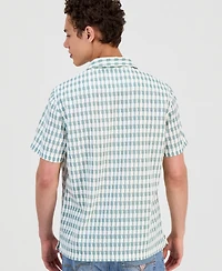 Guess Men's Woodland Jacquard Short-Sleeve Shirt
