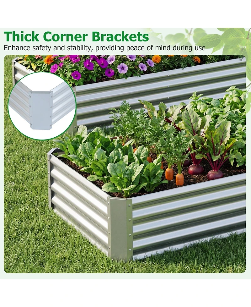 Gymax Galvanized Raised Garden Bed Rectangular Galvanized Metal Planter Box